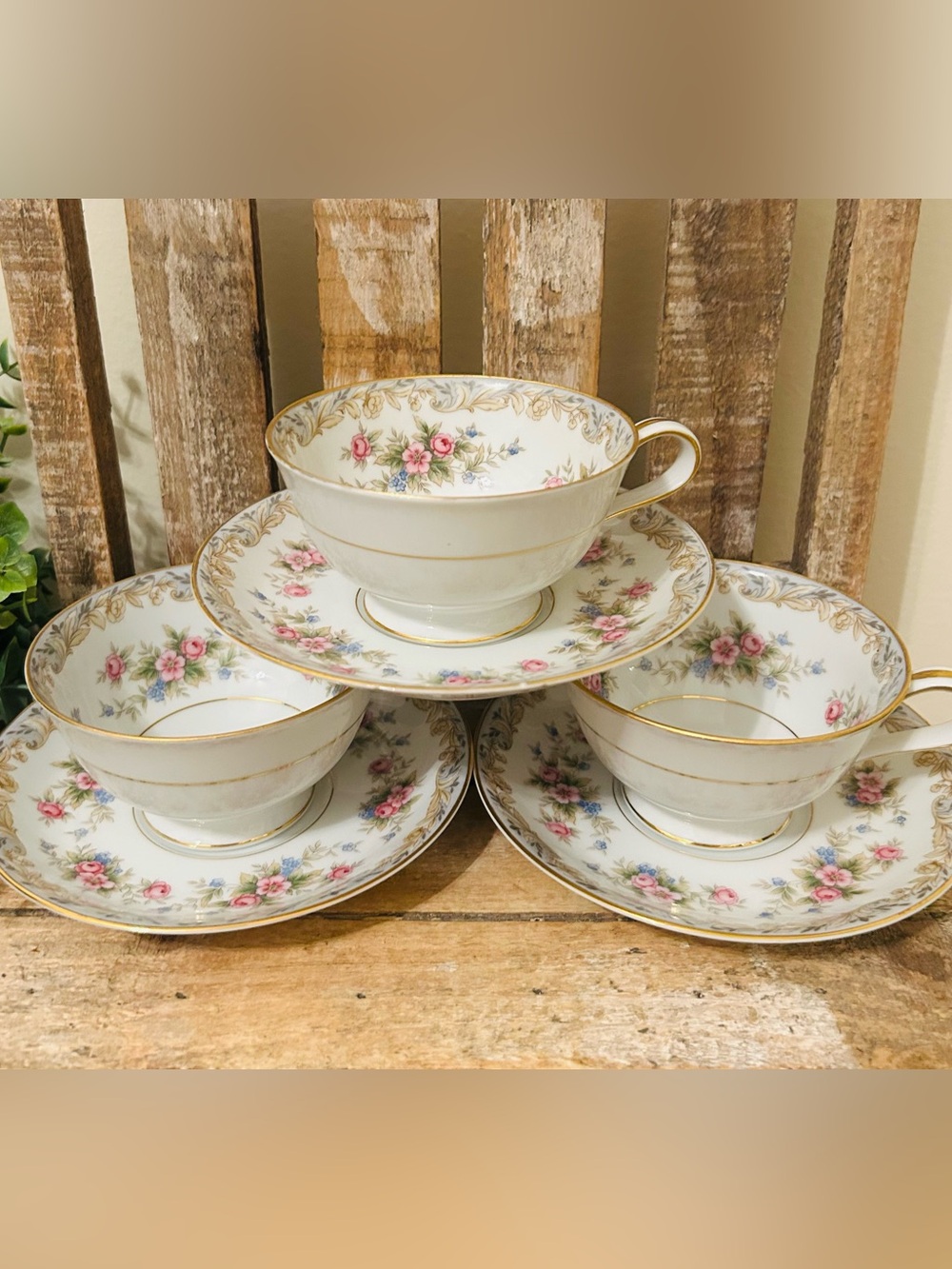 Vintage Noritake Fine China Somerset Collection Set of 3 Cups and Saucers